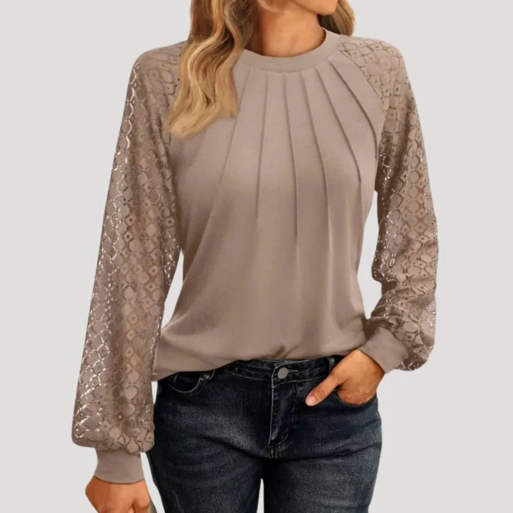 Kant Blouse Dames | Kanten Inzetstukken Regular Fit - Miss Madera MIS-ZG16EJ