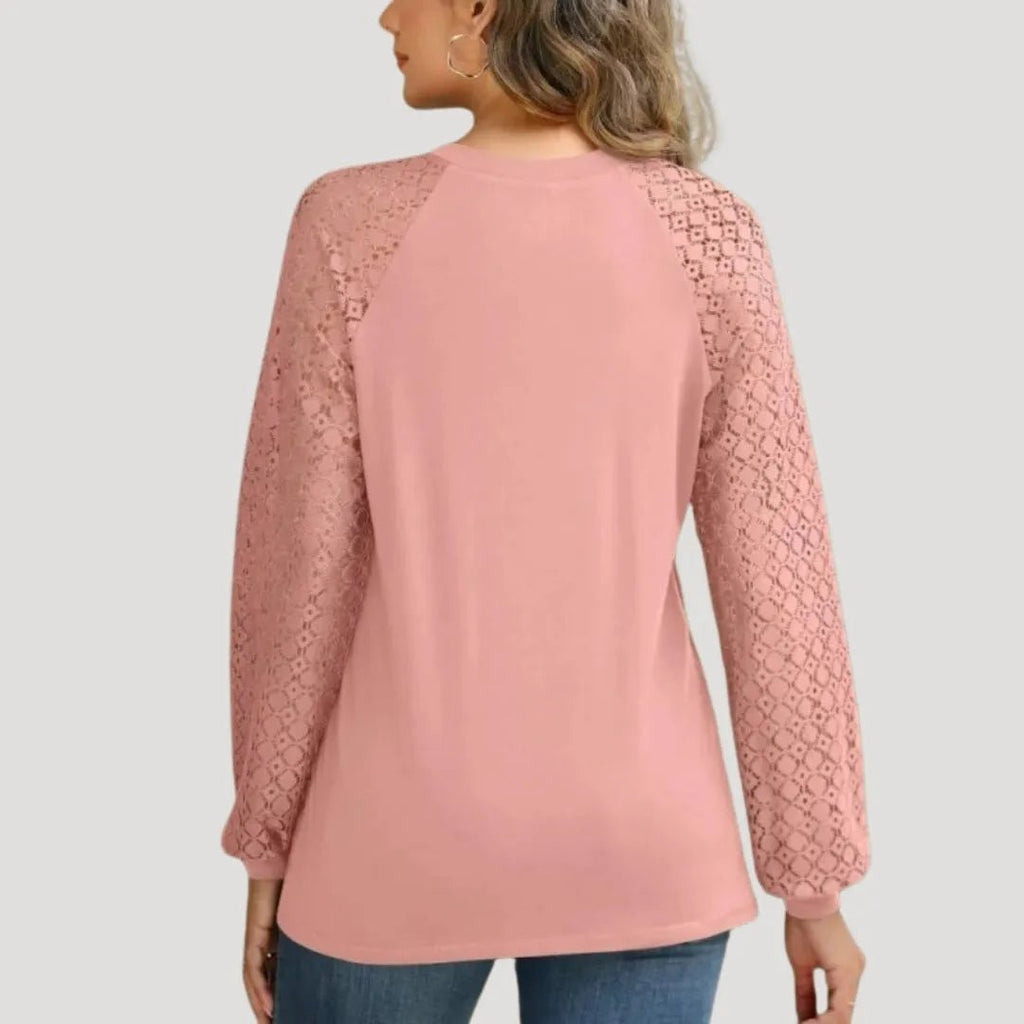 Kant Blouse Dames | Kanten Inzetstukken Regular Fit - Miss Madera MIS-ZG16EJ