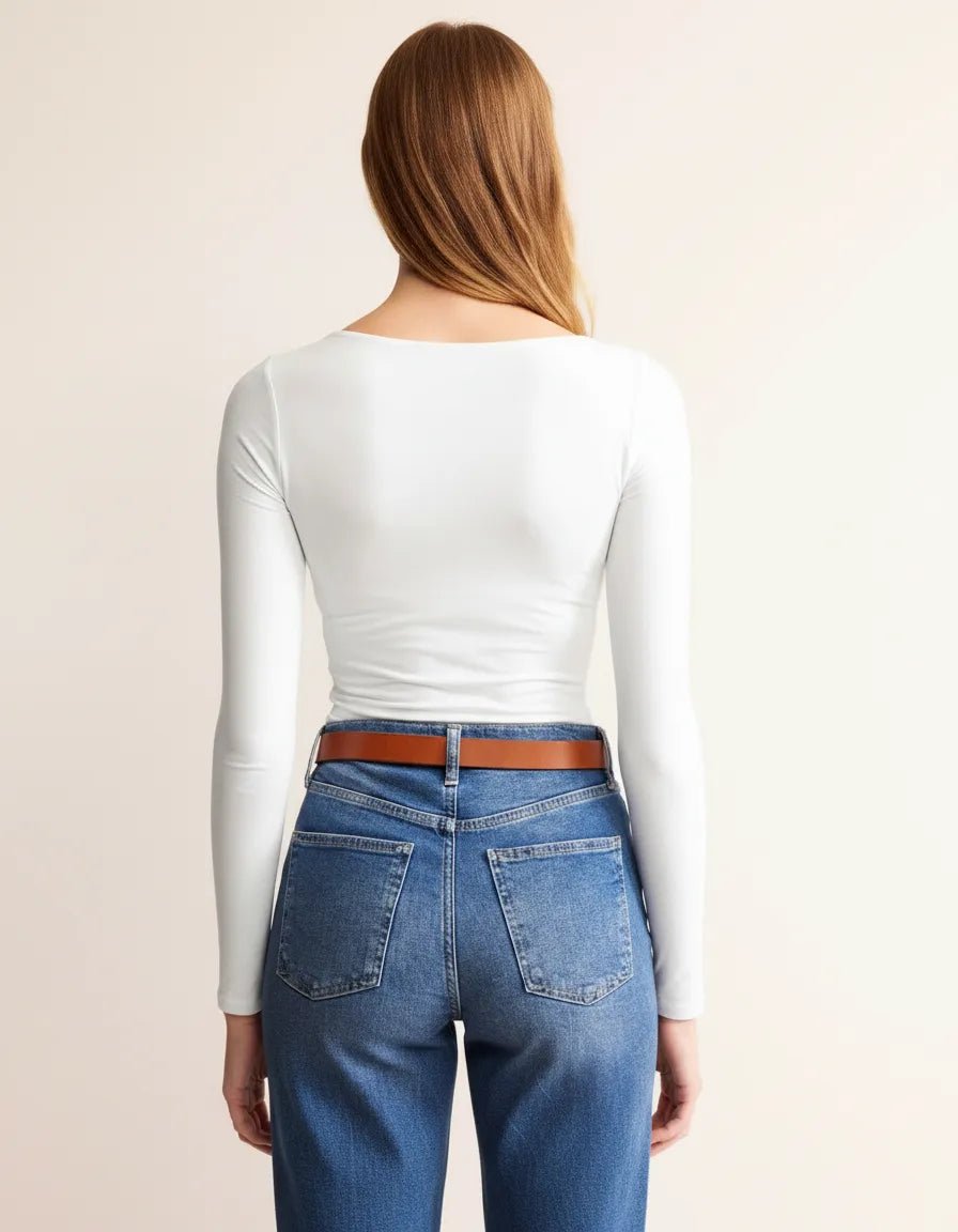 Katoenen Longsleeve Dames | Scoop Hals Relaxed Fit - Miss Madera MIS-ZTMWTL