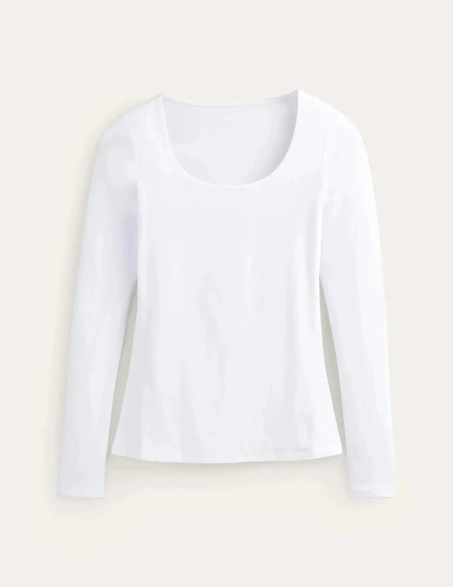 Katoenen Longsleeve Dames | Scoop Hals Relaxed Fit