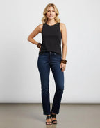 Katoenmix Tanktop Dames – Zwart | Relaxed Fit Gebreid - Miss Madera MIS-E6HCJJ