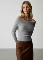 Knit Trui Dames schouderloze draperende halslijn - Miss Madera MIS-W8KGRO