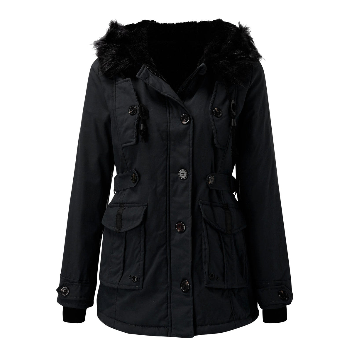 Miss | Jurk Dames Parka-stijl Capuchon Knopen Zakken