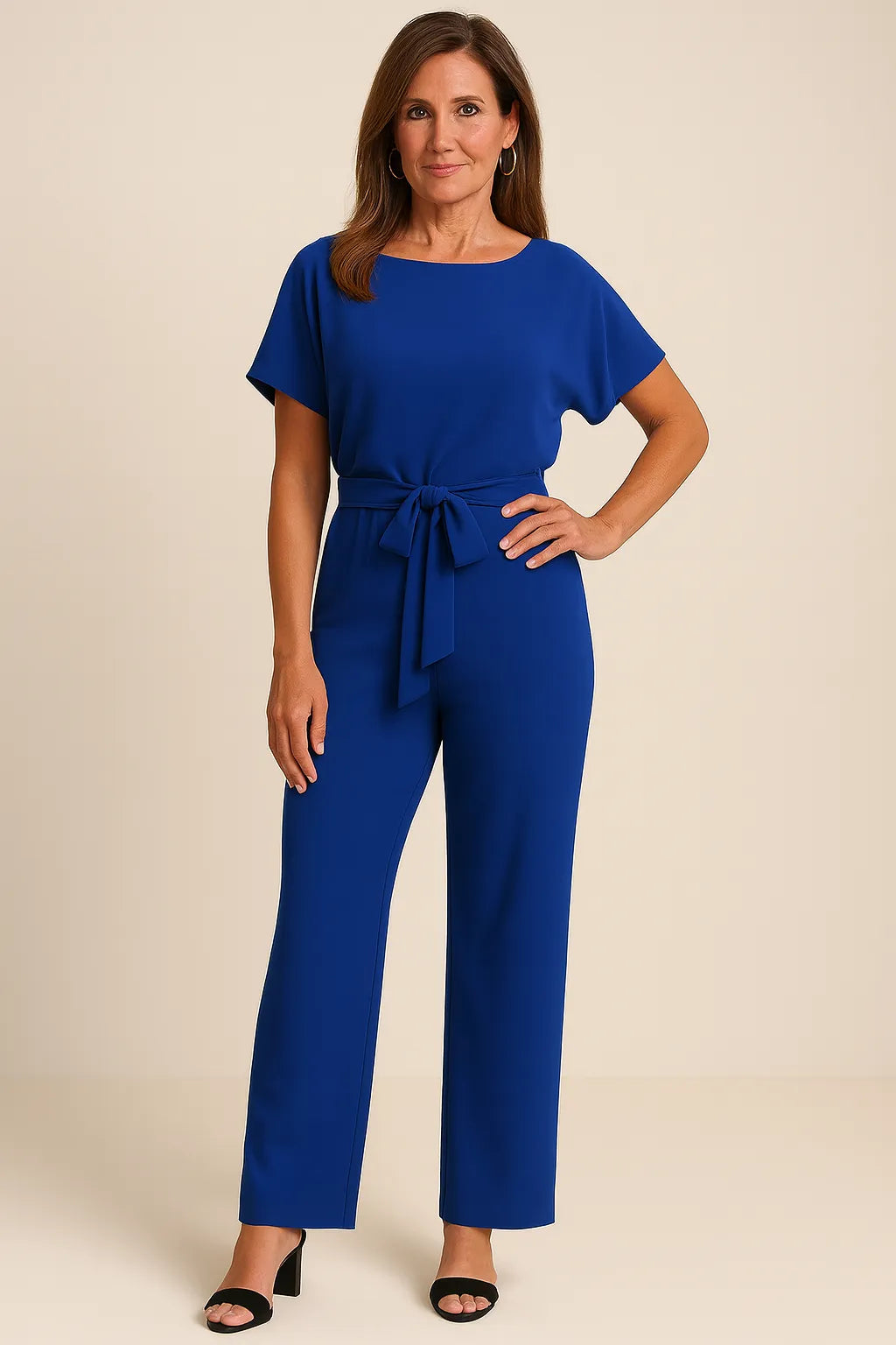 Miss | Jumpsuit Dames Wijde Pijpen Vlindermouw Strikceintuur