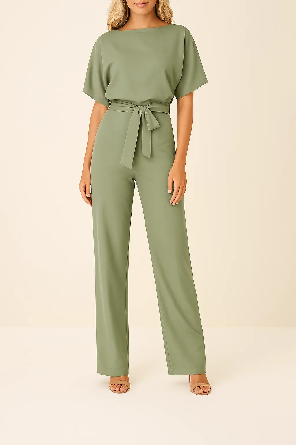 Miss | Jumpsuit Dames Wijde Pijpen Vlindermouw Strikceintuur