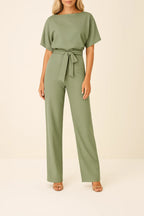 Miss | Jumpsuit Dames Wijde Pijpen Vlindermouw Strikceintuur
