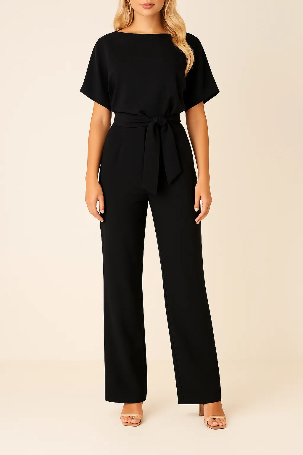 Miss | Jumpsuit Dames Wijde Pijpen Vlindermouw Strikceintuur