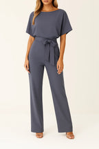 Miss | Jumpsuit Dames Wijde Pijpen Vlindermouw Strikceintuur