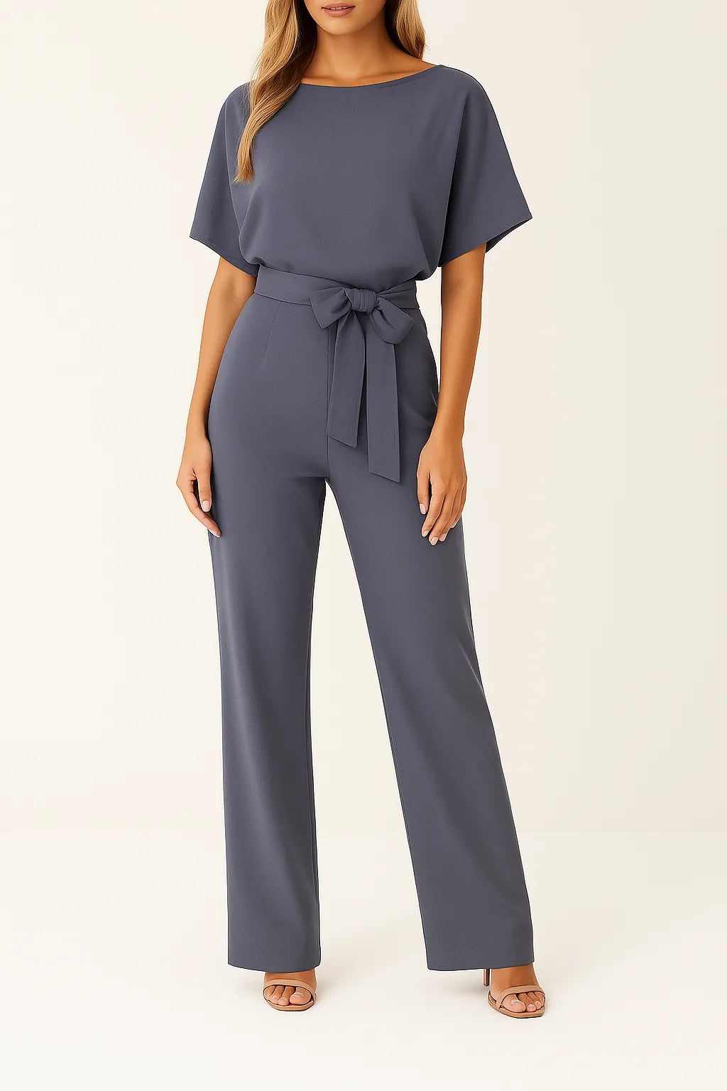 Miss | Jumpsuit Dames Wijde Pijpen Vlindermouw Strikceintuur