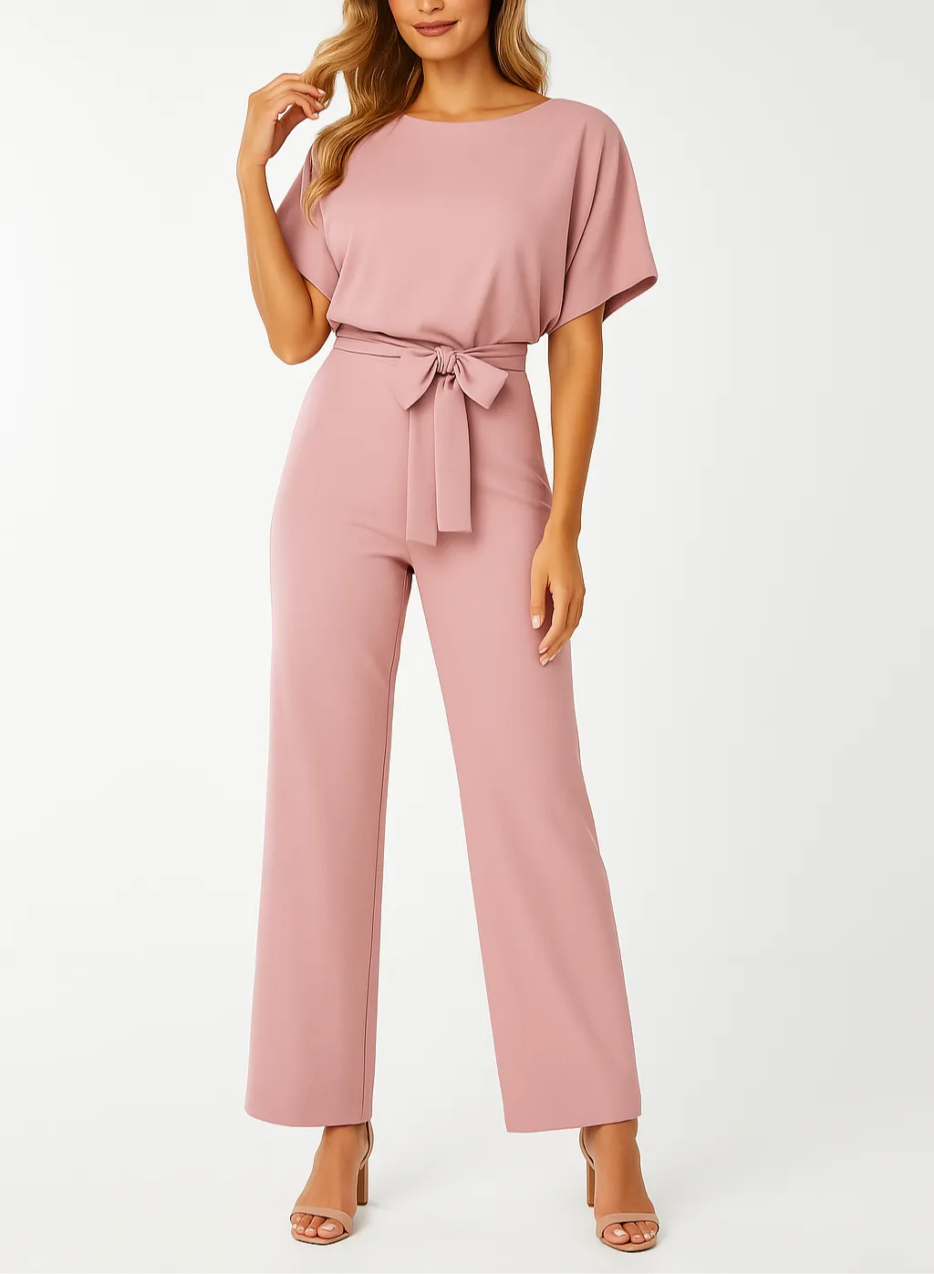 Miss | Jumpsuit Dames Wijde Pijpen Vlindermouw Strikceintuur