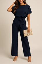 Miss | Jumpsuit Dames Wijde Pijpen Vlindermouw Strikceintuur