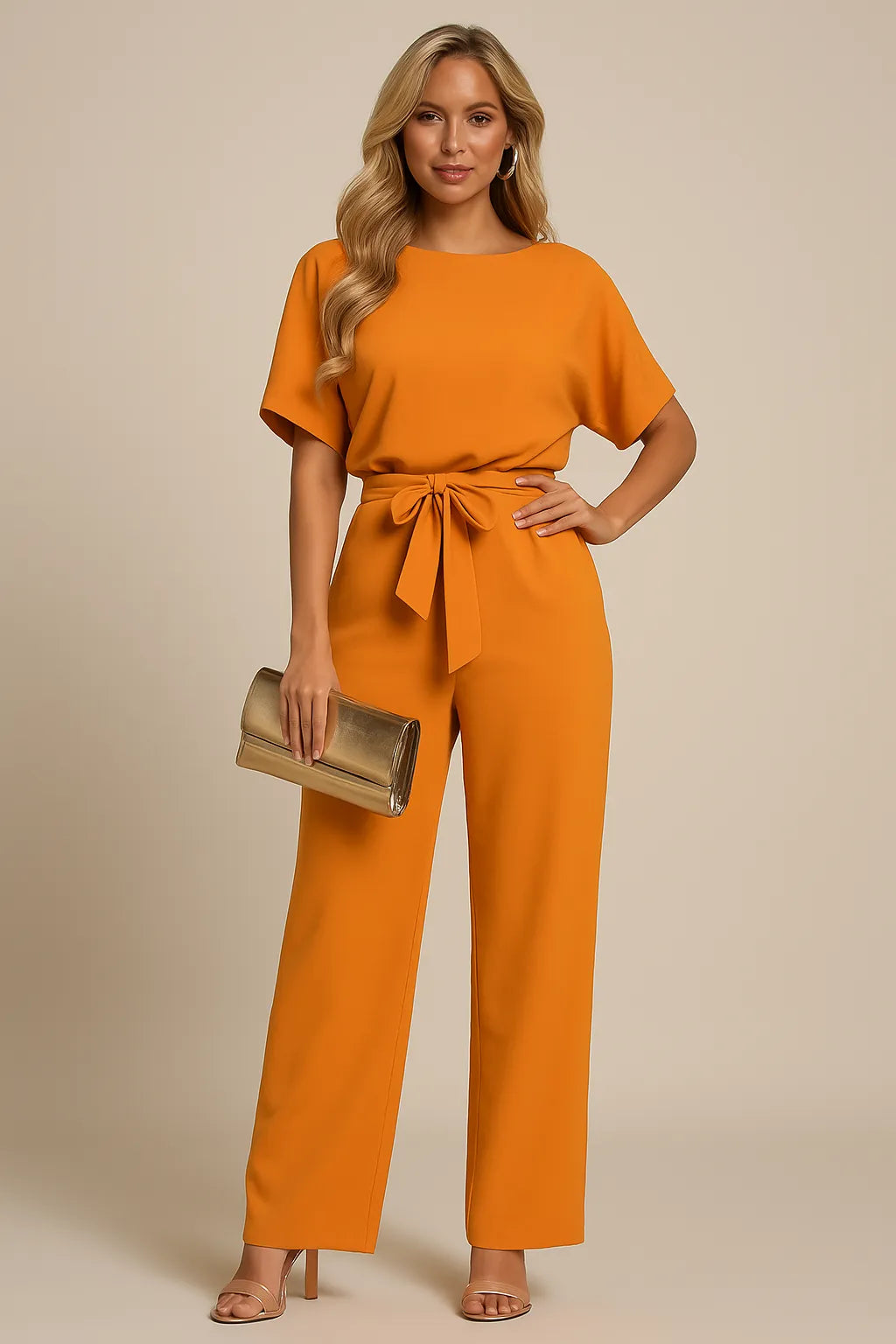 Miss | Jumpsuit Dames Wijde Pijpen Vlindermouw Strikceintuur