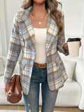 Miss | Blazer Dames Geruite Print Getailleerde Taille Heuplengte
