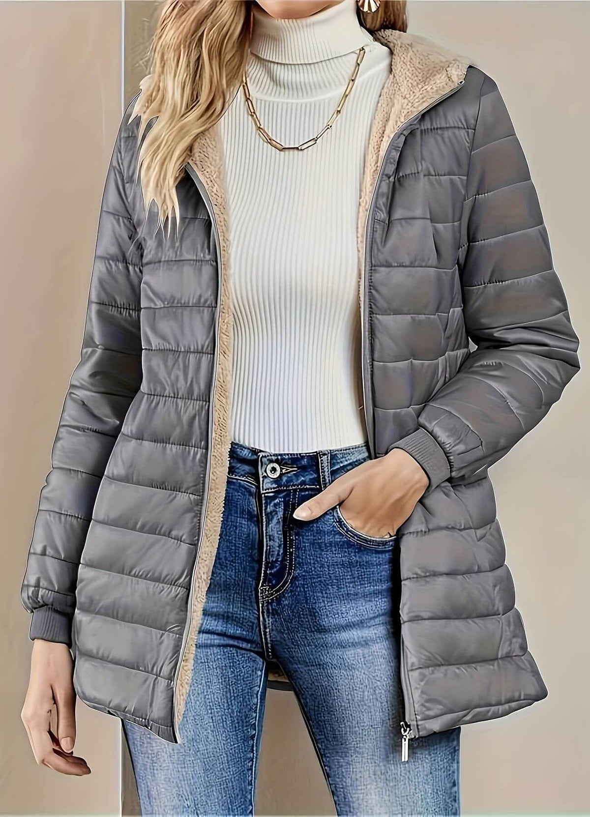 Miss | Jas Dames Gewatteerd Longline Capuchon