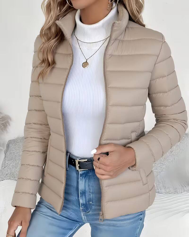 Miss | Jas Dames Gewatteerd Cropped Staande Kraag