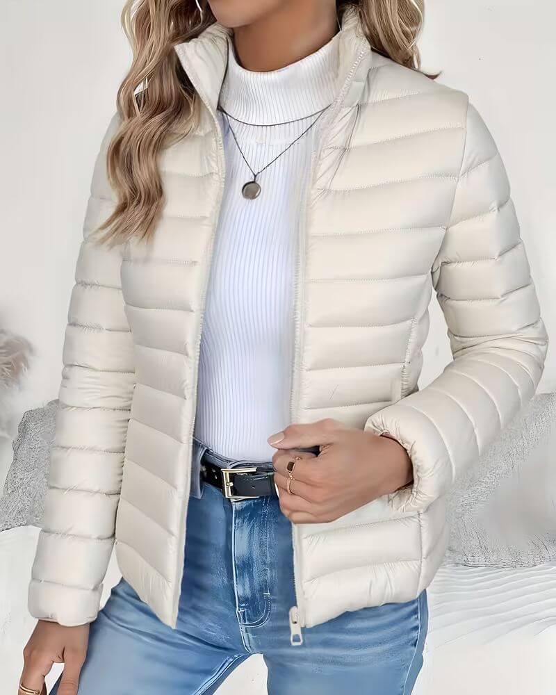Miss | Jas Dames Gewatteerd Cropped Staande Kraag