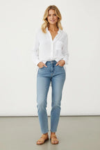 Linnen Blouse Dames | 100% Linnen Relaxed Knoopsluiting - Miss Madera MIS-PQ9XKN