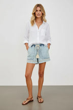 Linnen Blouse Dames | 100% Linnen Relaxed Knoopsluiting - Miss Madera MIS-PQ9XKN