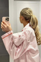 Miss | Pyjamaset Dames Hartknopen Contrastbies Rechte Pijp