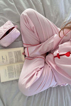 Miss | Pyjamaset Dames Hartknopen Contrastbies Rechte Pijp