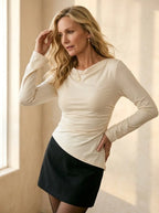 Longsleeve top met asymmetrische hals - Miss Madera MIS-5E9DB8