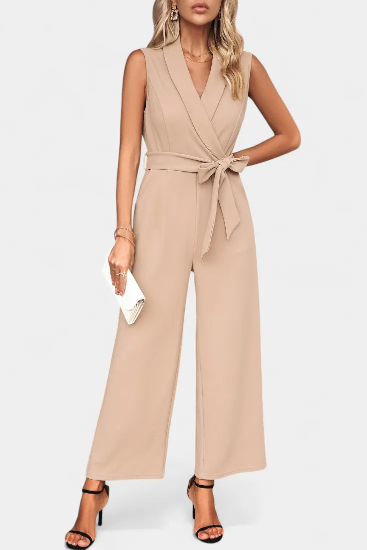 Miss | Jumpsuit Dames Omslaghals Strikdetail Getailleerd