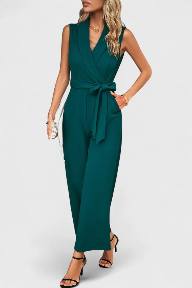 Miss | Jumpsuit Dames Omslaghals Strikdetail Getailleerd