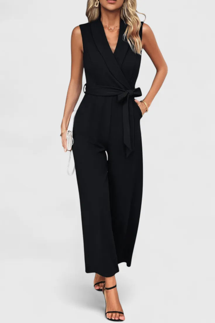 Miss | Jumpsuit Dames Omslaghals Strikdetail Getailleerd