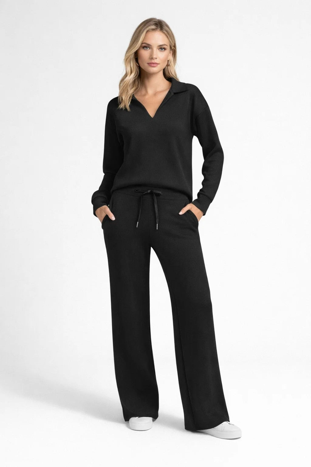 Miss | Tweedelige Set Dames Polokraag Trui + Broek – Co-ord Set