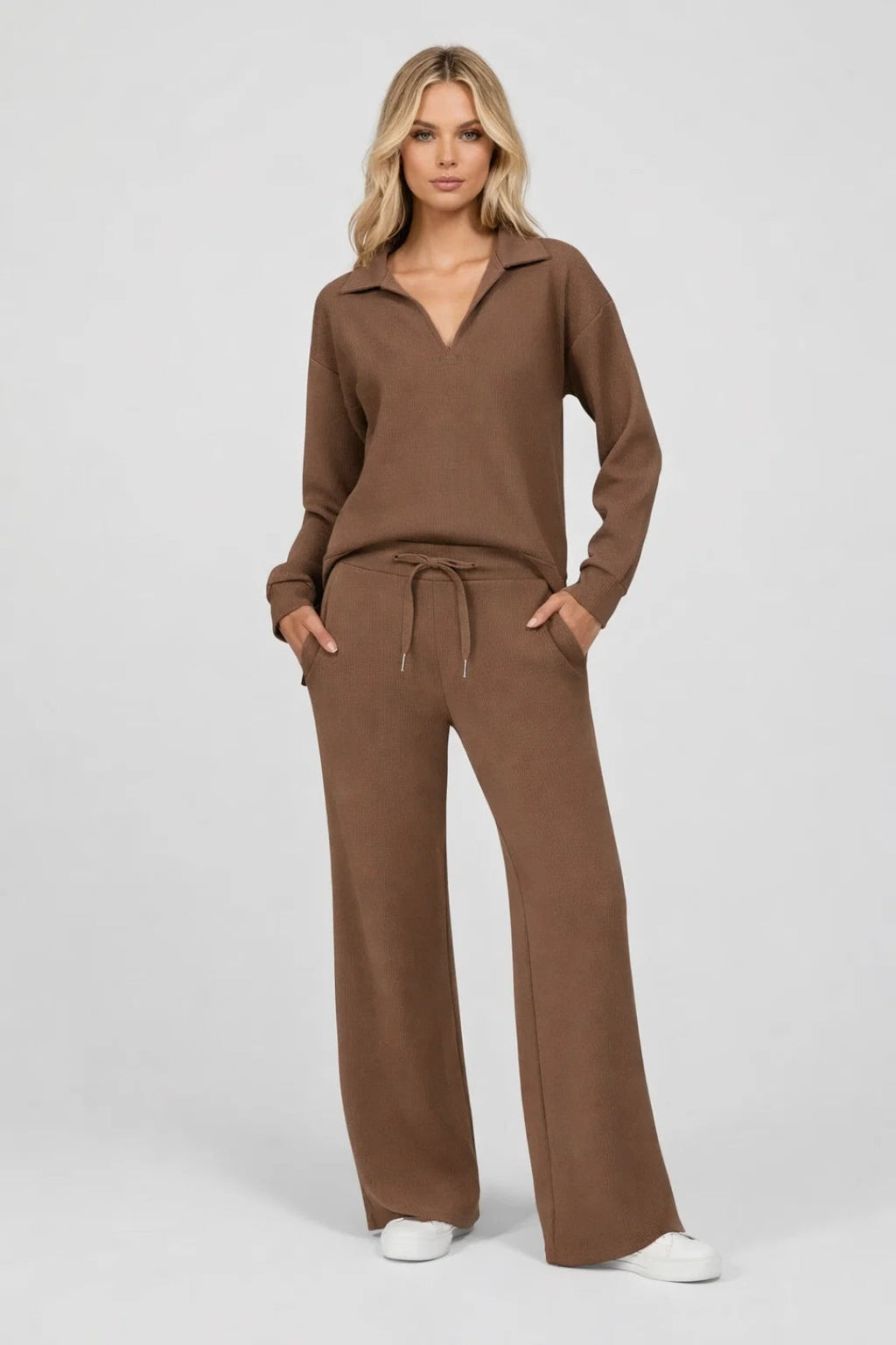 Miss | Tweedelige Set Dames Polokraag Trui + Broek – Co-ord Set