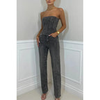 Miss | Tweedelige Set Dames Strapless Diamandlook - Casual