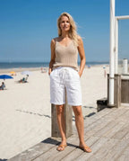Miss | Broek Dames Capri Relaxed - Linnen MissMadera
