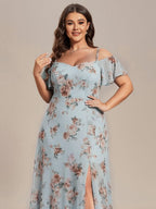 Stylish Cold-Shoulder Floor Length Bridesmaid Dress with Side Slit #color_Amber Bloom