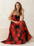 Maxi Jurk met Bloemenprint en Plooiwerk - Miss Madera MIS-2A1B8F