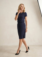 Middellange Jurk Navyblauw - Miss Madera MIS-9538DE