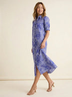 Midi Jurk Blauw-Wit Gestreept - Miss Madera MIS-6FE58C