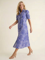 Midi Jurk Blauw-Wit Gestreept - Miss Madera MIS-6FE58C