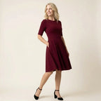 Midi Jurk Dames – Rood | A-lijn met Zijzakken - Miss Madera MIS-24AC9E