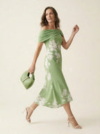 Midi Jurk lichtgroene bloemenprint - Miss Madera MIS-D95198