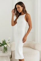 Midi Jurk met Gerimpelde Textuur Wit - Miss Madera MIS-699908