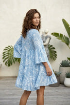 Mini Jurk blauw met witte paisley print - Miss Madera MIS-4E3F99