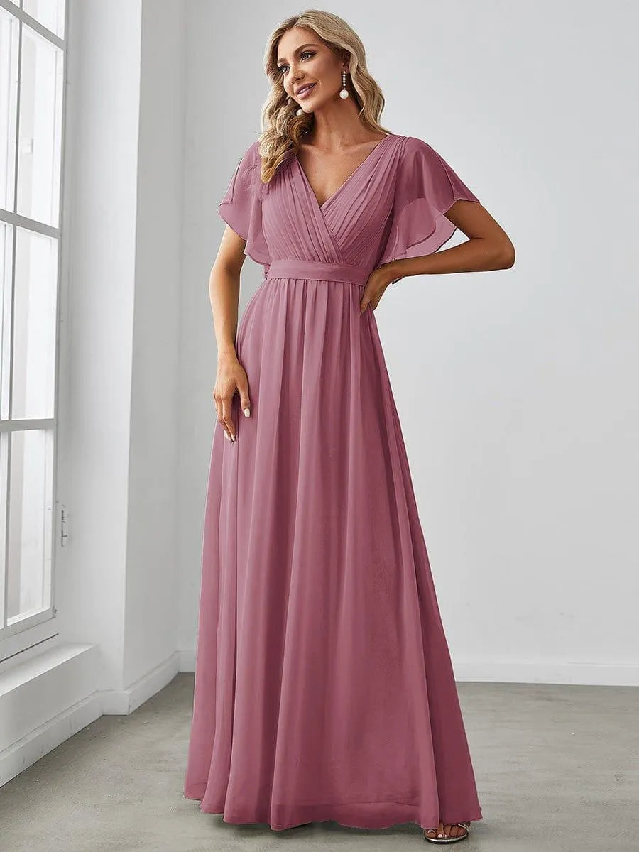 Miss | Avondjurk Dames Maxi A-lijn Elegant - Chiffon - Paarse orchidee