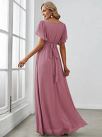 Miss | Avondjurk Dames Maxi A-lijn Elegant - Chiffon - Paarse orchidee