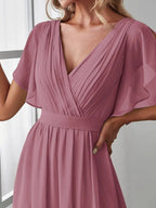Miss | Avondjurk Dames Maxi A-lijn Elegant - Chiffon - Paarse orchidee