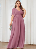 Miss | Avondjurk Dames Maxi A-lijn Elegant - Chiffon - Paarse orchidee