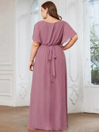 Miss | Avondjurk Dames Maxi A-lijn Elegant - Chiffon - Paarse orchidee