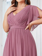 Miss | Avondjurk Dames Maxi A-lijn Elegant - Chiffon - Paarse orchidee