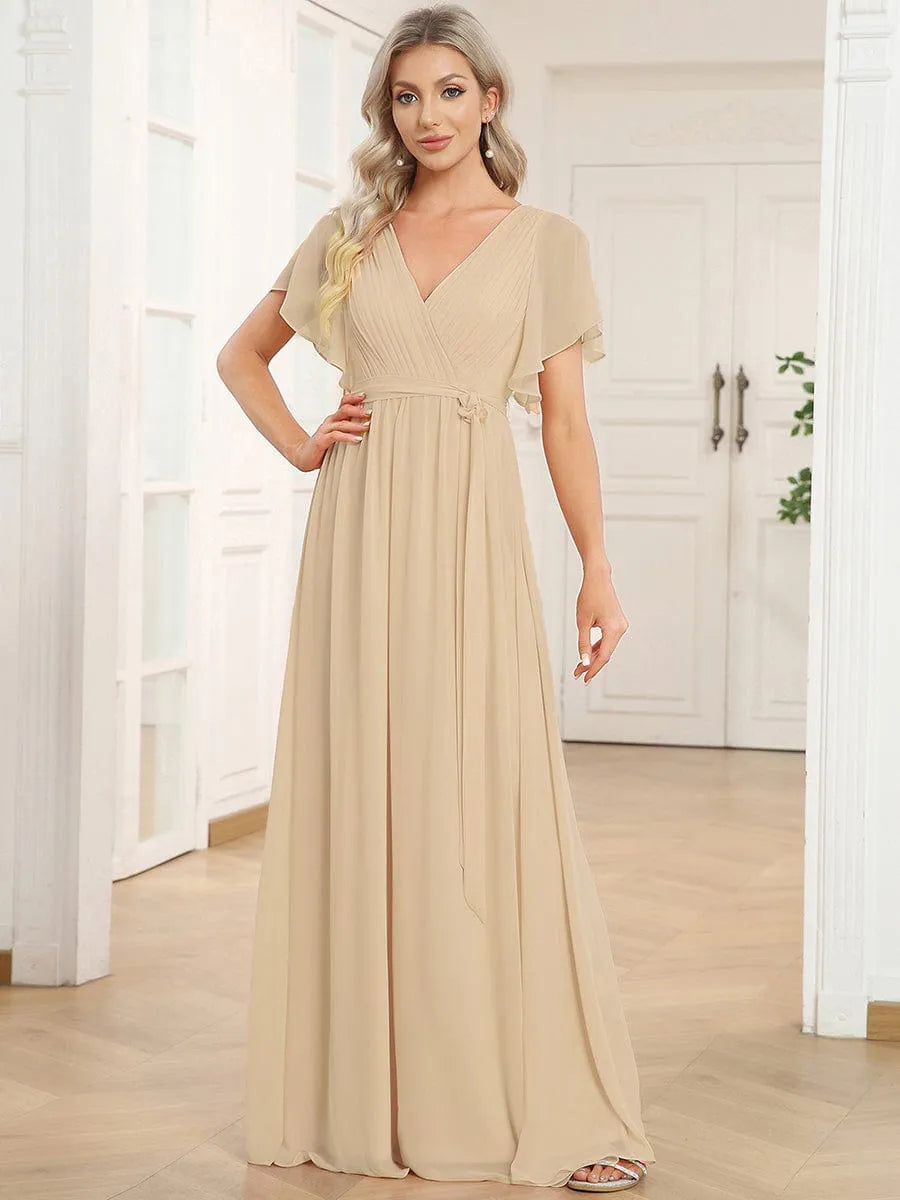 Miss | Avondjurk Dames Maxi A-lijn Elegant - Chiffon - Champagne
