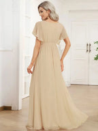 Miss | Avondjurk Dames Maxi A-lijn Elegant - Chiffon - Champagne