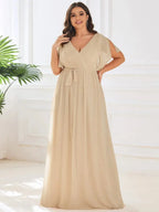 Miss | Avondjurk Dames Maxi A-lijn Elegant - Chiffon - Champagne